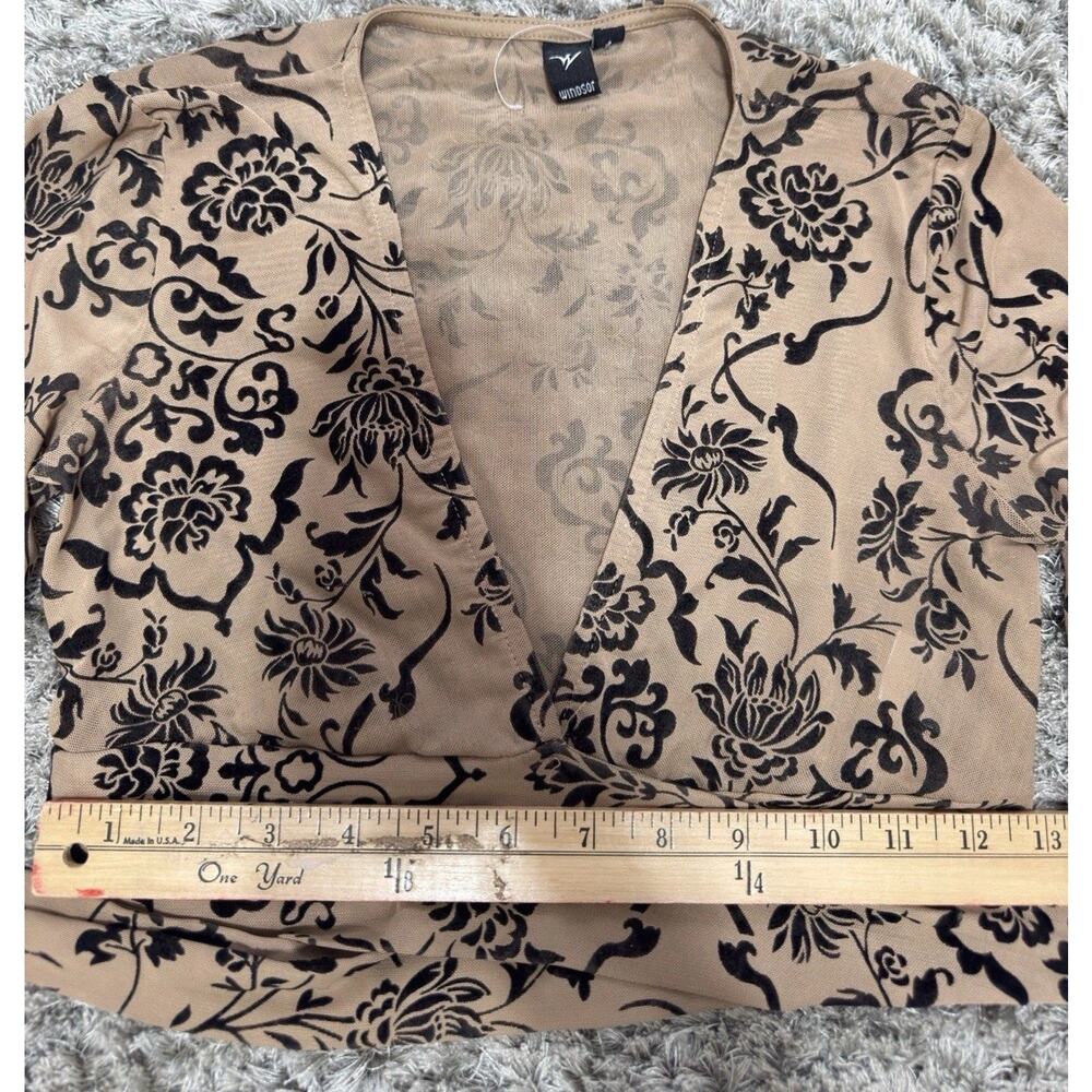 Crop Top XS Whimsigoth Goth 90s Boho Dark Romantic Burnout Babydoll Sheer - Picture 14 of 15